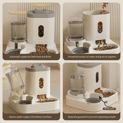 Automatic Feeder with Water Fountain for Cats and Dogs – Large Capacity and Raised Stand