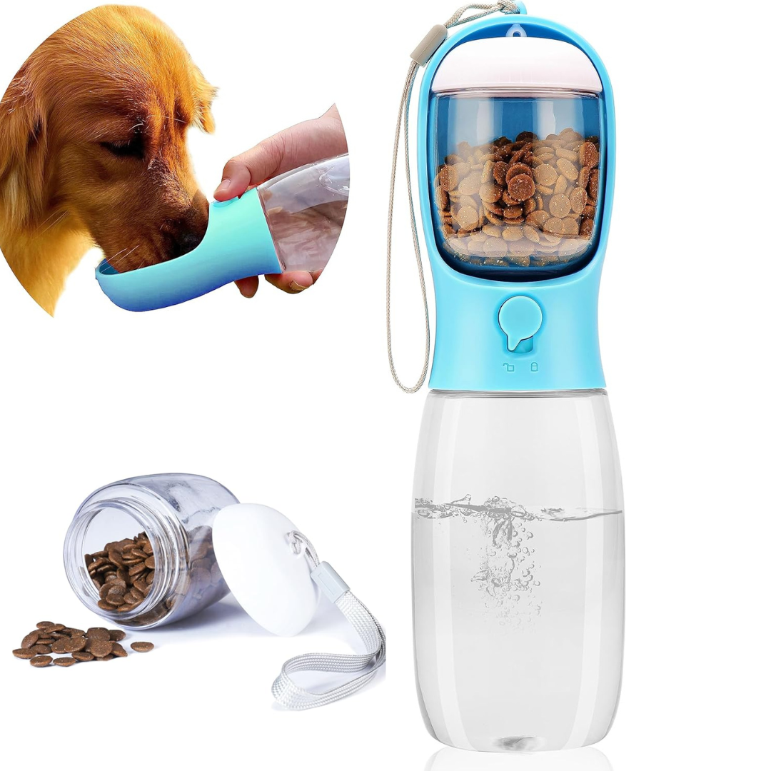 Portable Dog and Cat Water Bottle with Food and Water Storage for Travel