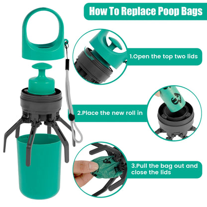 Portable Dog Pooper Scooper with Bag Dispenser for Easy Waste Pick-up