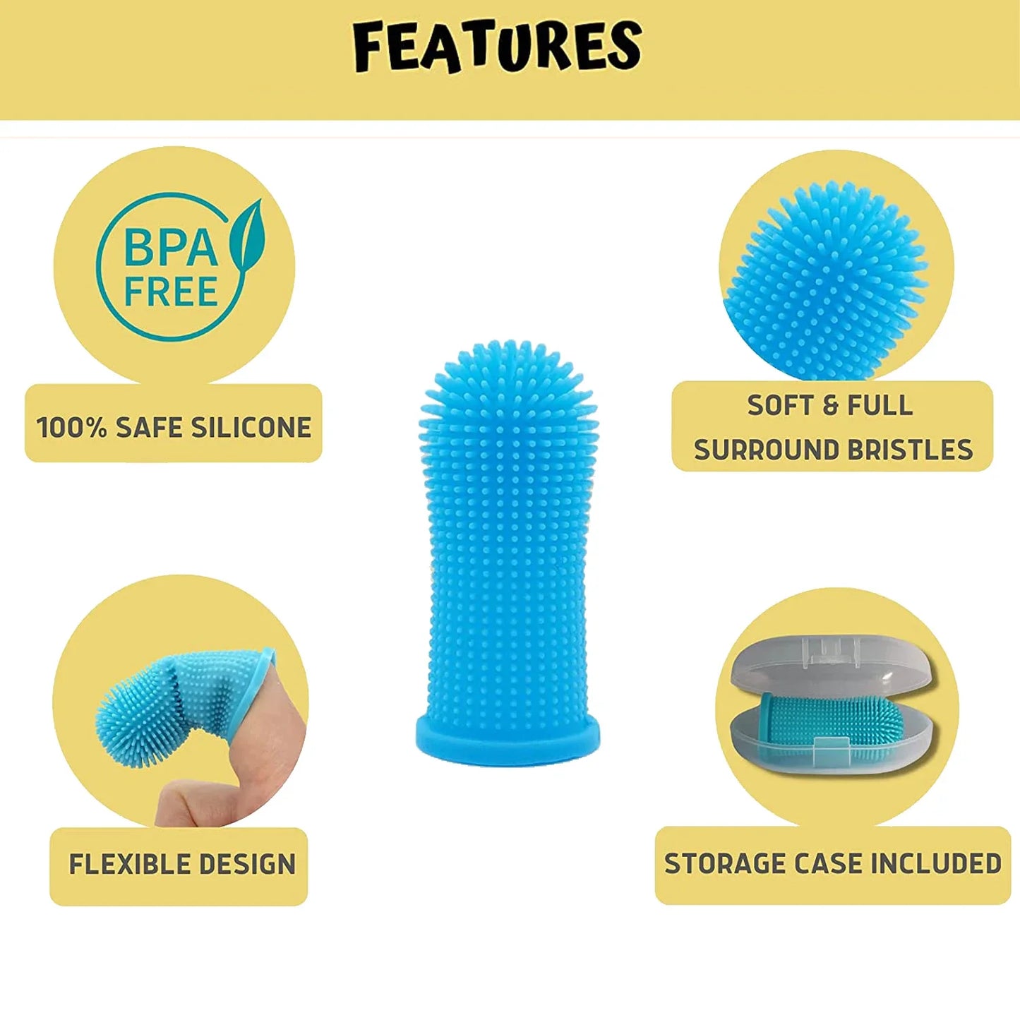 Soft Pet Finger Toothbrush – Nontoxic Silicone for Cleaning and Bad Breath