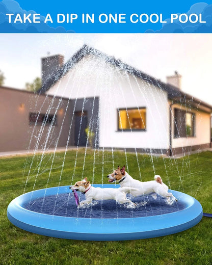 Foldable Dog Pool with Thickened Non-Slip Mat for Pets and Children