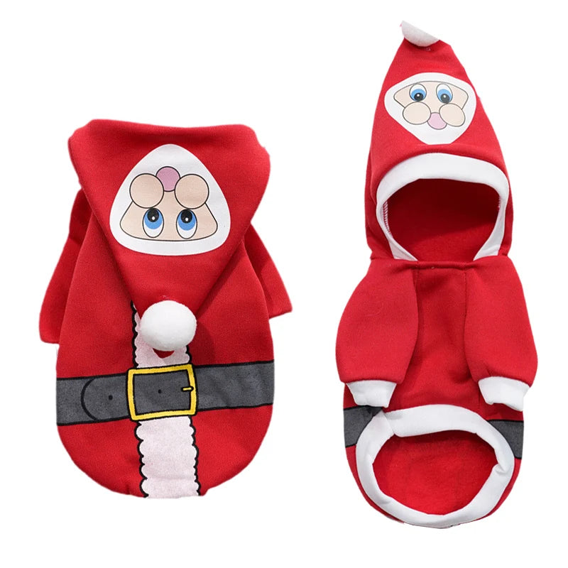 Christmas Sphynx Cat Hooded Sweater - Winter Warm Pet Costume