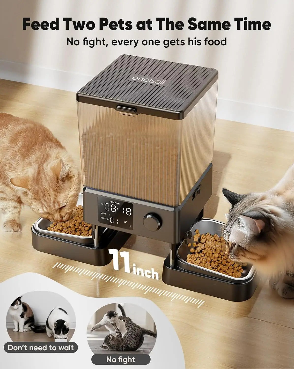 Automatic Cat Feeder for 2 Cats – 20 Cups/5L Capacity with Timed Feeding