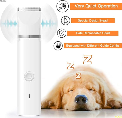 Dog Clippers Grooming Kit – Low Noise Cordless Hair Clipper and Nail Grinder