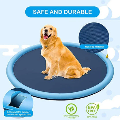 Foldable Dog Pool with Thickened Non-Slip Mat for Pets and Children