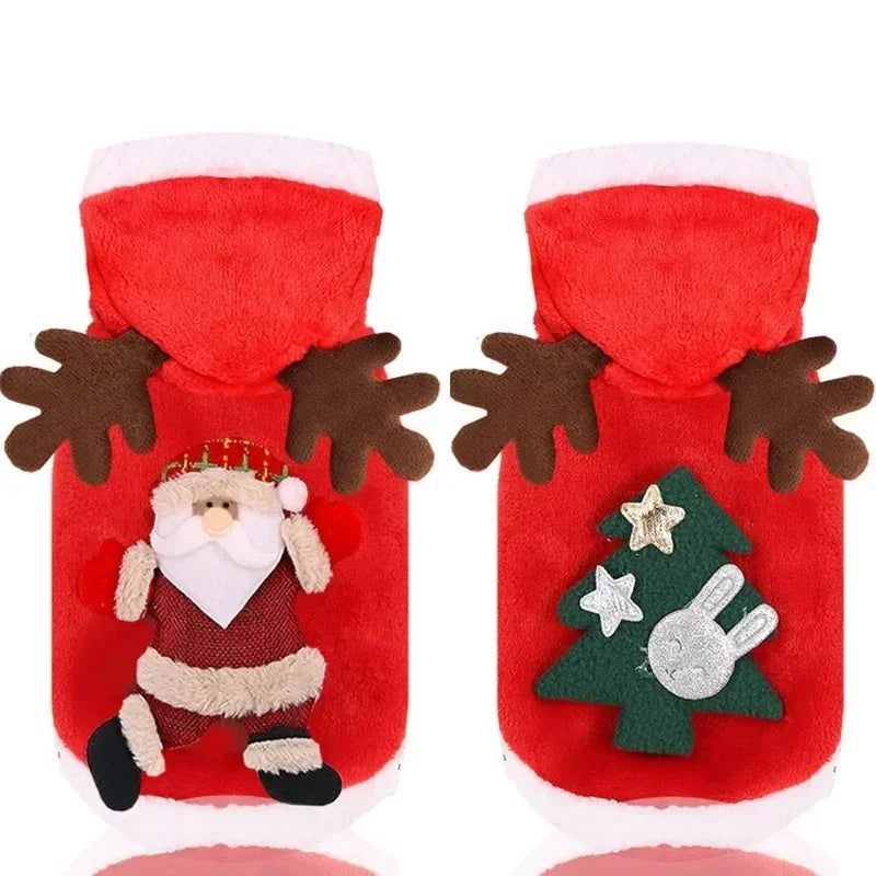 Dog Christmas Clothes - Winter Warm Elk Santa Hooded Pet Costume