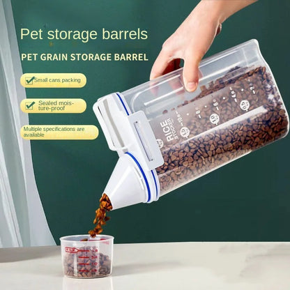 Dog & Cat Food Container - Moisture-Proof Plastic Storage with Sealed Lid for Freshness