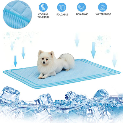 Cooling Summer Dog Mat – Breathable and Washable Ice Silk Pad for Dogs and Cats