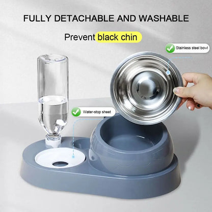 New 2 in 1 Cat Bowl with Automatic Water Dispenser - Food & Water Storage for Pets