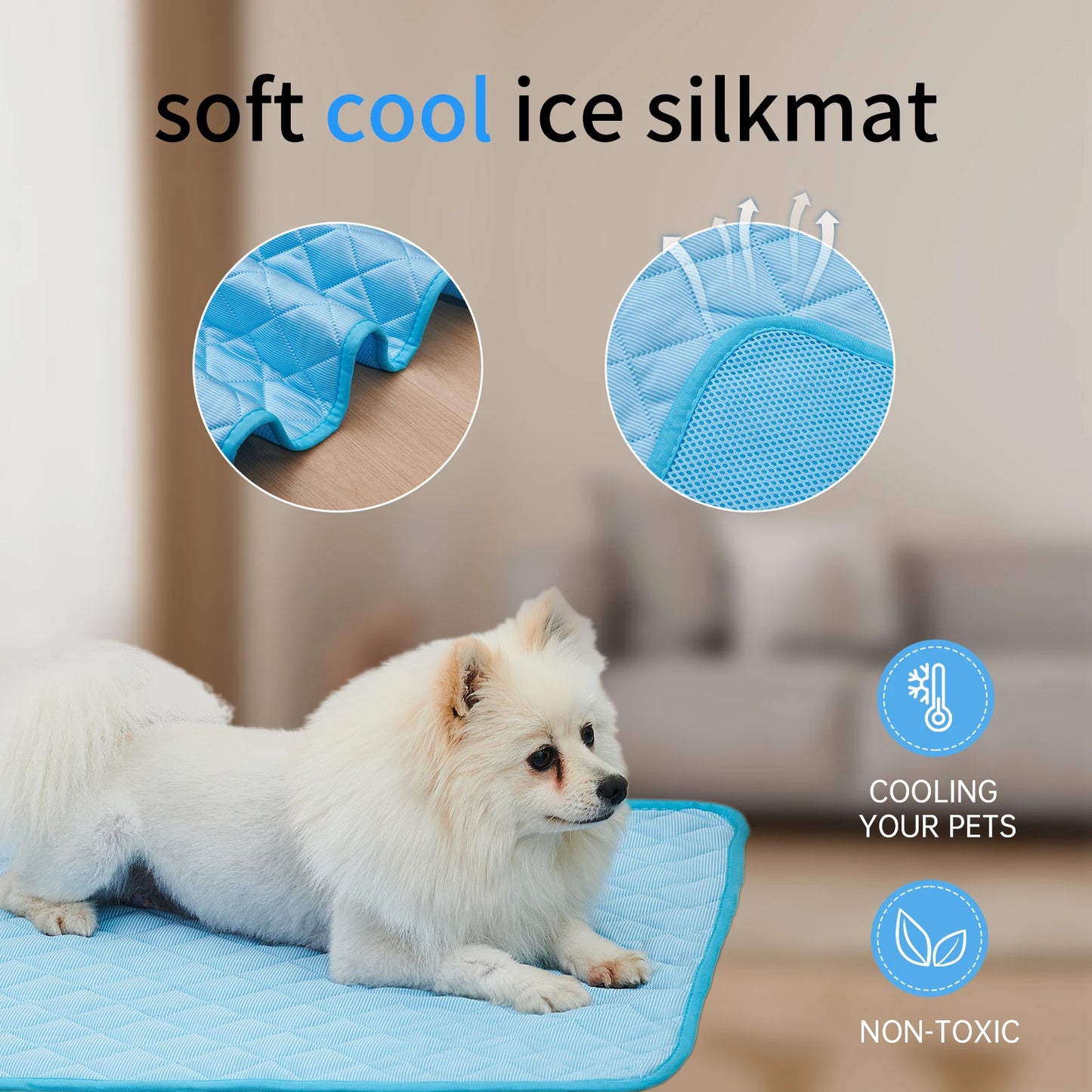 Cooling Summer Dog Mat – Breathable and Washable Ice Silk Pad for Dogs and Cats