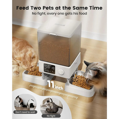 Automatic Cat Feeder for 2 Cats – 20 Cups/5L Capacity with Timed Feeding WHITE