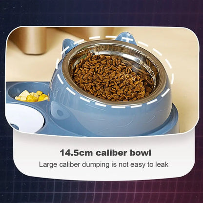 New 2 in 1 Cat Bowl with Automatic Water Dispenser - Food & Water Storage for Pets