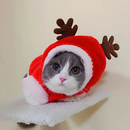 Christmas Sphynx Cat Hooded Sweater - Winter Warm Pet Costume